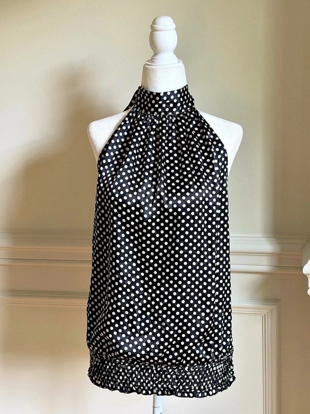 Vintage Forever 21 Polka Dot Halter Top in Black & White Y2K